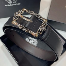 [홍콩명품.Chrome Hearts] 크롬하츠 25SS 로고 925실버 버클 레더 가죽 벨트, 3.4cm, BT1417, BRB, 명품레플리카,인터넷쇼핑몰,남자명품,해외직구