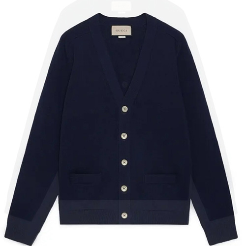[홍콩명품.Gucci] 구찌 25SS 로고 V넥 캐시미어 니트 가디건 (블루), BM19901, JL, 홍콩명품의류,구매대행,온라인명품