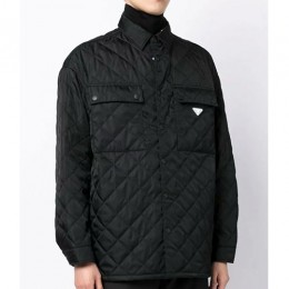 [홍콩명품,PRADA] 프라다 25SS 삼각로고 퀄팅 카라 솜패딩 자켓 (블랙), BM19905, JL, 홍콩명품의류,구매대행,온라인명품