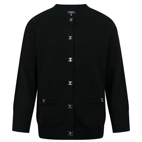 [홍콩명품.CHANEL] 샤넬 25SS 로고 버튼 라운드넥 니트 가디건 (블랙), BM19930, KK, 홍콩명품의류,구매대행,온라인명품