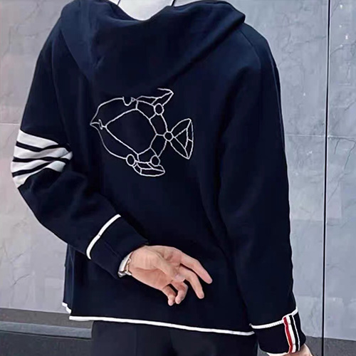 [홍콩명품.THOME BROWNE] 톰브라운 25SS 로고 4바 니트 후드 집업 자켓 (2컬러), BM20190, TB1, 홍콩명품의류,구매대행,온라인명품