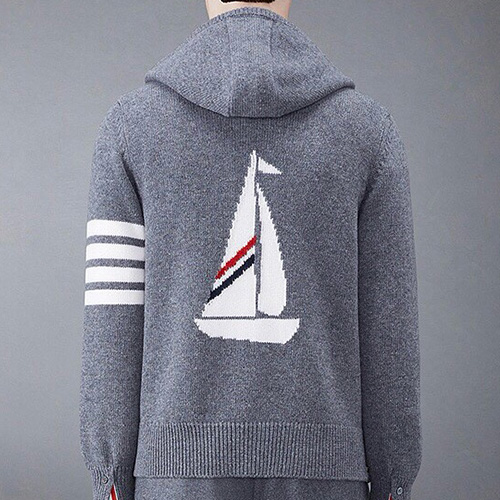 [홍콩명품.THOME BROWNE] 톰브라운 25SS 로고 4바 니트 후드 집업 자켓 (2컬러), BM20191, TB1, 홍콩명품의류,구매대행,온라인명품