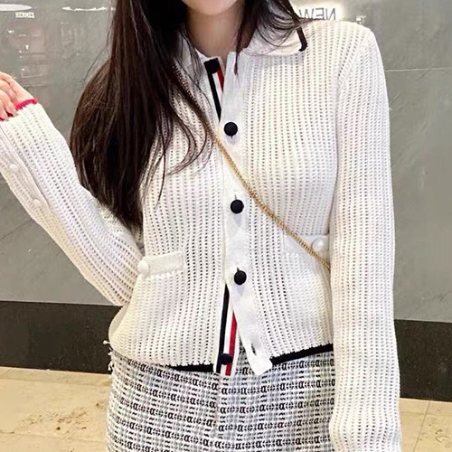 [홍콩명품.THOME BROWNE] 톰브라운 25SS 로고 여성 카라 니트 가디건 (2컬러), BM20209, TB1, 홍콩명품의류,구매대행,온라인명품