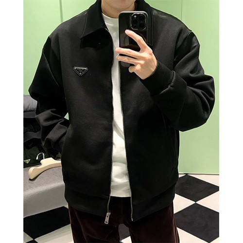 [홍콩명품,PRADA] 프라다 25SS 삼각로고 카라 봄버 자켓 (블랙), BM20227, JL, 홍콩명품의류,구매대행,온라인명품
