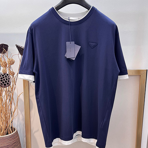 [홍콩명품,PRADA] 프라다 25SS 삼각로고 2톤 반팔 티셔츠 (2컬러), BM20238, YS, 홍콩명품의류,구매대행,온라인명품