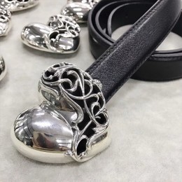 [홍콩명품.Chrome Hearts] 크롬하츠 25SS 로고 925실버 버클 레더 가죽 벨트 (블랙), 3.0cm, BT1425, CR1, 명품레플리카,인터넷쇼핑몰,남자명품,해외직구