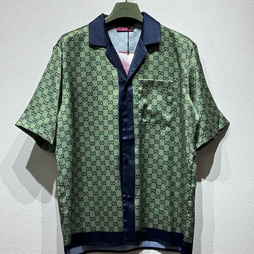 [홍콩명품.Gucci] 구찌 25SS 로고 GG수프림 파자마 반팔 티셔츠 + 쇼츠 반바지 상하의 세트 (그린), BM20265, KB, 홍콩명품의류,구매대행,온라인명품