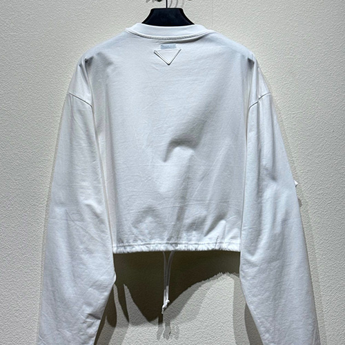 [홍콩명품,PRADA] 프라다 25SS 삼각로고 여성 쇼트 긴팔 티셔츠 (화이트), BM20287, KB, 홍콩명품의류,구매대행,온라인명품