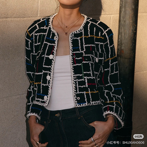 [홍콩명품.CHANEL] 샤넬 25SS 로고 여성 라운드넥 트위드 자켓 (블랙), BM20291, SS, 홍콩명품의류,구매대행,온라인명품