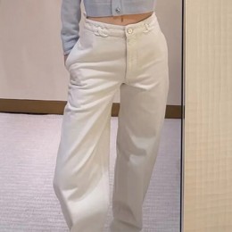 [홍콩명품.CHANEL] 샤넬 25SS 로고 여성 오버핏 데님 팬츠 진 청바지 (화이트), BM20298, SS, 홍콩명품의류,구매대행,온라인명품