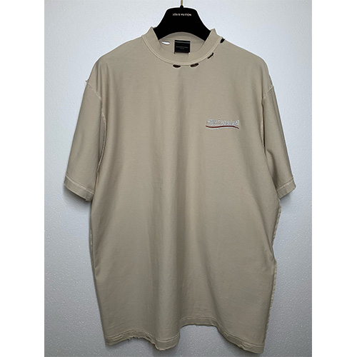 [홍콩명품.BALENCIAGA] 발렌시아가 25SS 웨이브로고 리버서블 반팔 티셔츠 (베이지), BM20323, JL, 홍콩명품의류,구매대행,온라인명품