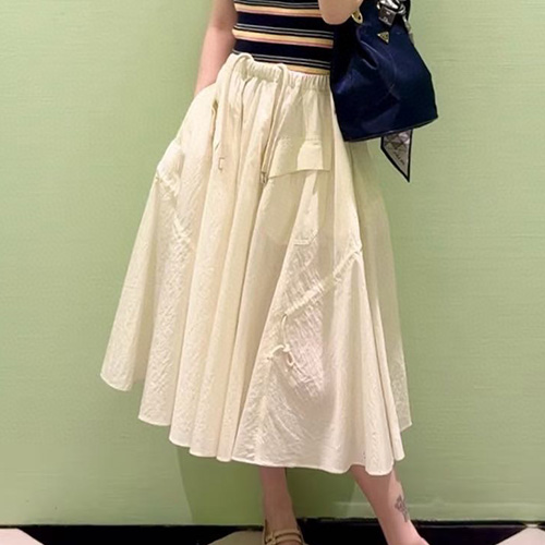 [홍콩명품,PRADA] 프라다 25SS 로고 여성 미디 스커트 (아이보리), BM20375, TBG, 홍콩명품의류,구매대행,온라인명품