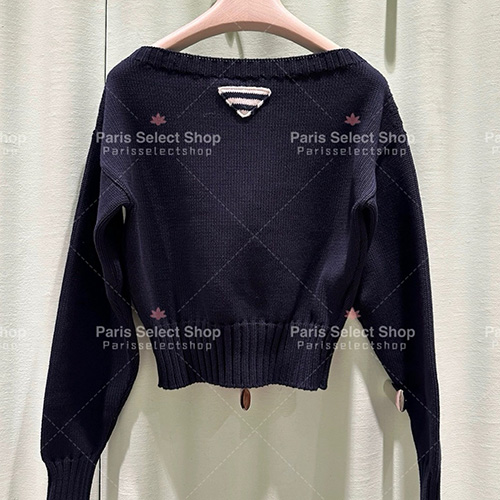 [홍콩명품,PRADA] 프라다 25SS 삼각로고 여성 니트 스웨터 (네이비), BM20446, 13C, 홍콩명품의류,구매대행,온라인명품
