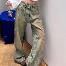 [홍콩명품.ACNE STUDIO] 아크네스튜디오 25SS 로고 여성 스터드장식 오버핏 데님 팬츠 진 청바지, BM20455, 13C, 홍콩명품의류,구매대행,온라인명품