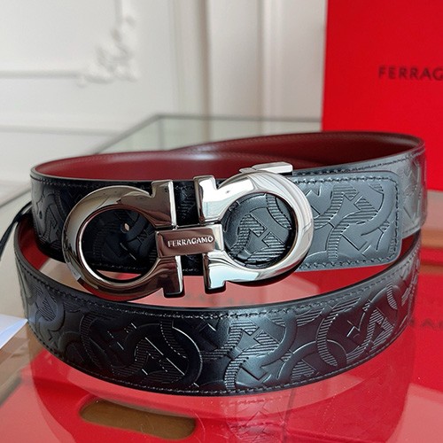 [홍콩명품.FERRAGAMO] 페레가모 25SS 로고 간치니 패턴 레더 가죽 벨트 (블랙-은장), BT1427, JX, 명품레플리카,인터넷쇼핑몰,남자명품,해외직구