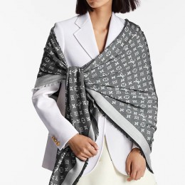 [홍콩명품.LOUIS VUITTON] 루이비통 25SS 로고 모노그램 데님 숄 140-140 스카프 머플러 M71376 (그레이), ET2974, JX, 홍콩명품의류,구매대행,온라인명품