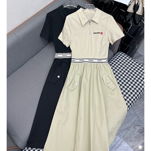 [홍콩명품,MIU MIU] 미우미우 25SS 로고 자수 여성 카라 반팔 원피스 (2컬러), BM20600, GBG, 홍콩명품의류,구매대행,온라인명품