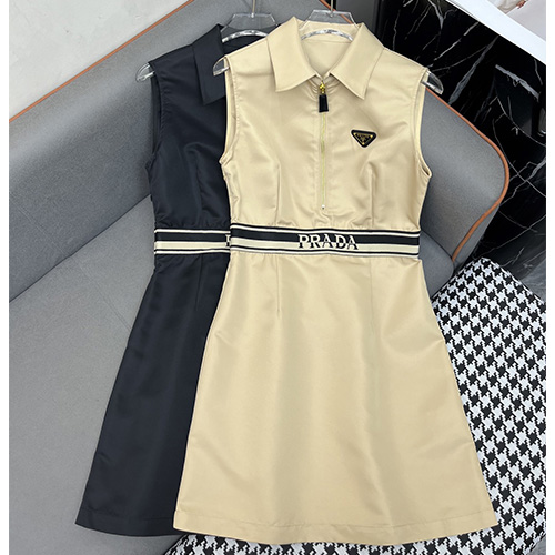 [홍콩명품,PRADA] 프라다 25SS 삼각로고 여성 나일론 슬리브리스 카라 원피스 (2컬러), BM20602, GBG, 홍콩명품의류,구매대행,온라인명품