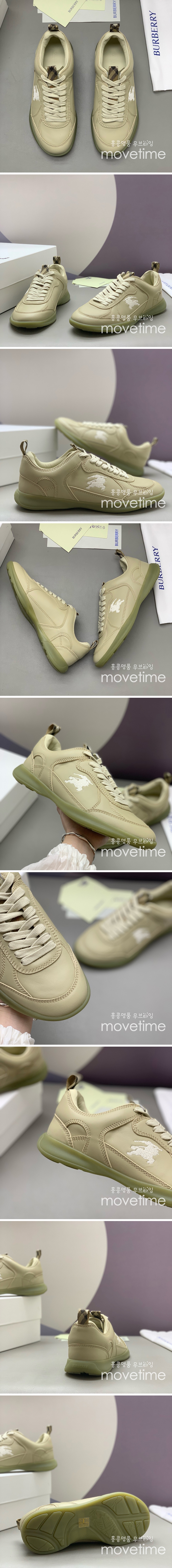 [홍콩명품.Burberry] 버버리 25SS 로고 레더 가죽 스니커즈 운동화 (베이지), SE4756, PMD, 명품스니커즈,운동화,구두,로퍼,하이탑,신발