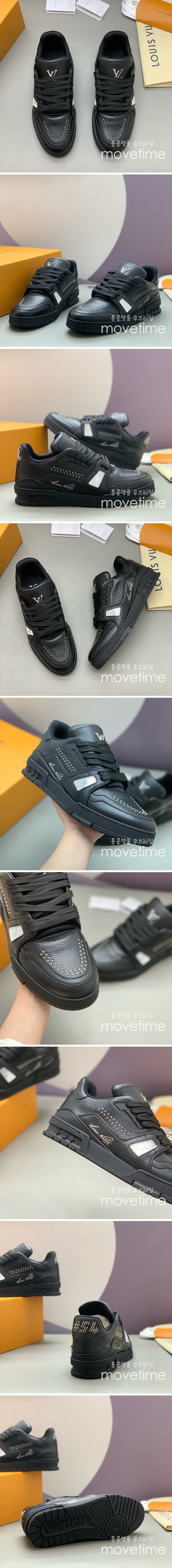 [홍콩명품.LOUIS VUITTON] 루이비통 25SS 로고 모노그램 트레이너 스니커즈 운동화 (블랙), SE4761, PMD, 명품스니커즈,운동화,구두,로퍼,하이탑,신발