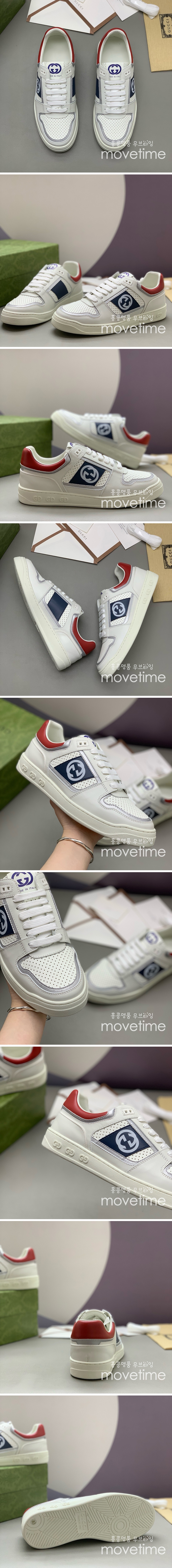 [홍콩명품.Gucci] 구찌 25SS 로고 ACE 스니커즈 운동화 (화이트-네이비), SE4767, PMD, 명품스니커즈,운동화,구두,로퍼,하이탑,신발