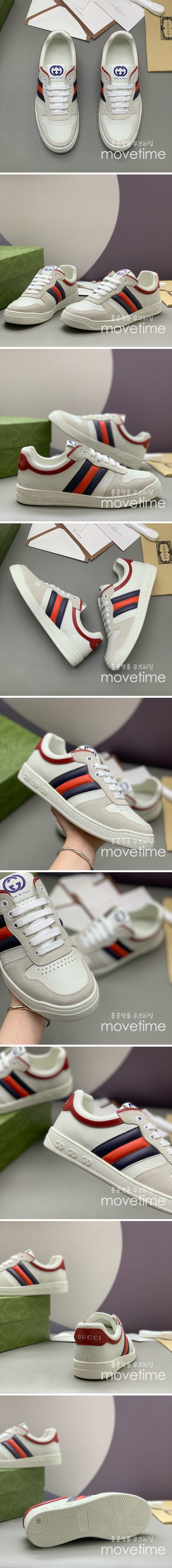 [홍콩명품.Gucci] 구찌 25SS 로고 ACE 스니커즈 운동화 (화이트-네이비-레드), SE4768, PMD, 명품스니커즈,운동화,구두,로퍼,하이탑,신발