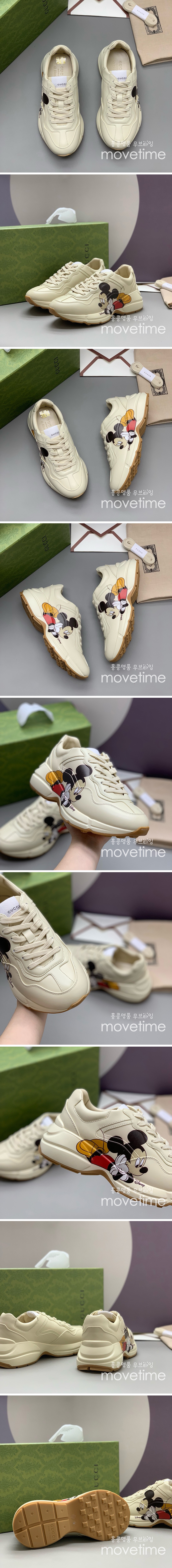 [홍콩명품.Gucci] 구찌 25SS 로고 미키마우스 남여 라이톤 스니커즈 운동화 (아이보리), SE4771, PMD, 명품스니커즈,운동화,구두,로퍼,하이탑,신발