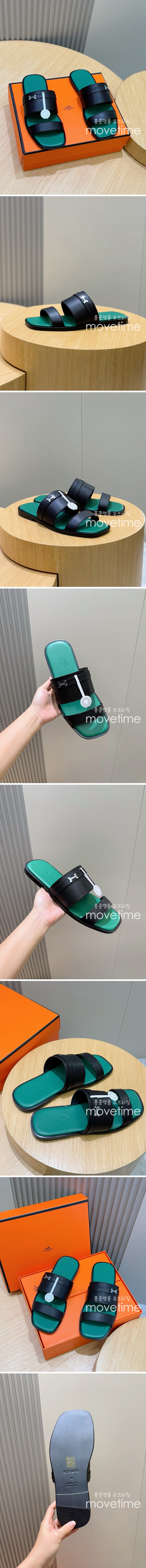 [홍콩명품.Hermes] 에르메스 25SS 로고 PARIS 샌들 슬리퍼 (블랙-그린), SE4851, S2, 명품스니커즈,운동화,구두,로퍼,하이탑,신발