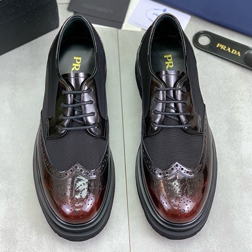 [홍콩명품,PRADA] 프라다 25SS 로고 레더 가죽 정장 구두 (그라데이션-브라운), SE4870, S2, 명품스니커즈,운동화,구두,로퍼,하이탑,신발
