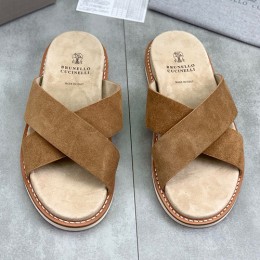 [홍콩명품.Brunello Cucinelli ] 브루넬로 쿠치넬리 25SS 로고 레더 가죽 샌들 슬리퍼 (3컬러), SE4885, S2, 명품스니커즈,운동화,구두,로퍼,하이탑,신발