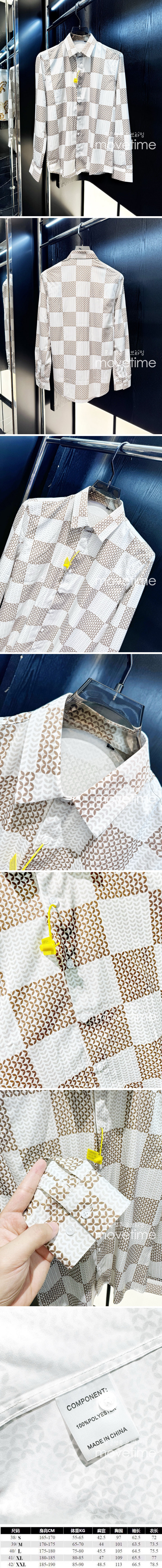 [홍콩명품.LOUIS VUITTON] 루이비통 25SS 로고 다미에 남방 셔츠 (화이트), BM20641, G5, 홍콩명품의류,구매대행,온라인명품