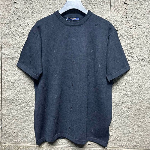 [홍콩명품.LOUIS VUITTON] 루이비통 25SS 로고 니트 반팔 티셔츠 (네이비), BM20727, KB, 홍콩명품의류,구매대행,온라인명품