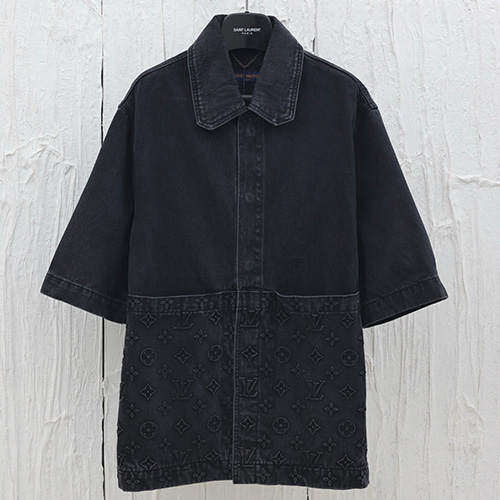 [홍콩명품.LOUIS VUITTON] 루이비통 25SS 로고 모노그램 데님 반팔 남방 셔츠+반바지 (블랙), BM20741, KB, 홍콩명품의류,구매대행,온라인명품