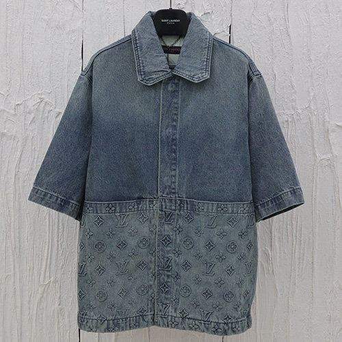 [홍콩명품.LOUIS VUITTON] 루이비통 25SS 로고 모노그램 데님 반팔 남방 셔츠+반바지, BM20742, KB, 홍콩명품의류,구매대행,온라인명품