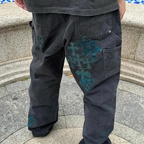 [홍콩명품.Chrome Hearts] 크롬하츠 25SS 로고 데님 팬츠 진 청바지 (블랙), BM20817, JL, 홍콩명품의류,구매대행,온라인명품