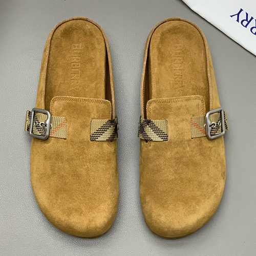 [홍콩명품.Burberry] 버버리 25SS 로고 레더 가죽 바겐스탁 슬리퍼 (카라멜), SE4939, PMD, 명품스니커즈,운동화,구두,로퍼,하이탑,신발