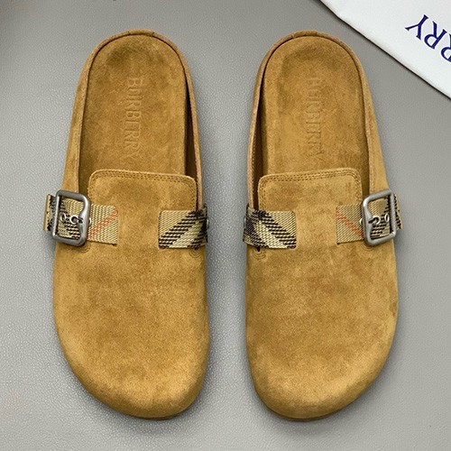 [홍콩명품.Burberry] 버버리 25SS 로고 레더 가죽 바겐스탁 슬리퍼 (카라멜), SE4939, PMD, 명품스니커즈,운동화,구두,로퍼,하이탑,신발