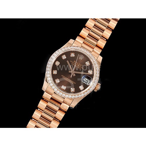 [홍콩명품. ROLEX] 로렉스 데이저스트 여성용 31mm 로즈골드 다이아몬드 베젤 브라운 다이얼 여자시계