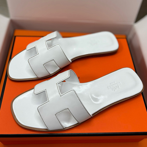 [홍콩명품.Hermes] 에르메스 25SS 로고 여성 레더 가죽 샌들 슬리퍼 (화이트), SE4951, H3, 명품스니커즈,운동화,구두,로퍼,하이탑,신발