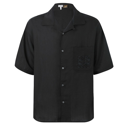 [홍콩명품.LOEWE] 로에베 25SS 로고 린넨 반팔 남방 셔츠 (블랙), BM21019, JU, 홍콩명품의류,구매대행,온라인명품