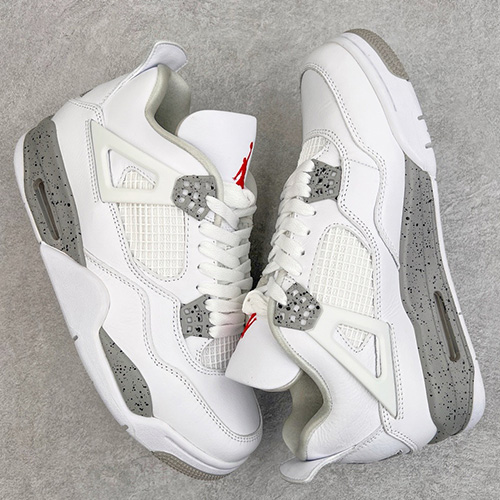 [홍콩명품.NIKE] 나이키 25SS 로고 남여 에어 조던 AJ4 Retro 스니커즈 운동화 (화이트-그레이), SE5010, S3, 명품스니커즈,운동화,구두,로퍼,하이탑,신발