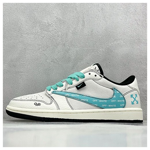 [홍콩명품.NIKE] 나이키 25SS 로고 남여 에어 조던 AJ1 오프화이트 콜라보 스니커즈 운동화 (화이트-스카이블루), SE5024, S3, 명품스니커즈,운동화,구두,로퍼,하이탑,신발
