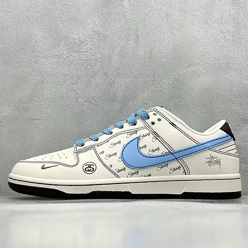 [홍콩명품.NIKE] 나이키 25SS 로고 남여 SB DUNK BAPE 콜라보 로우탑 스니커즈 운동화 (화이트-스카이블루), SE5033, S3, 명품스니커즈,운동화,구두,로퍼,하이탑,신발