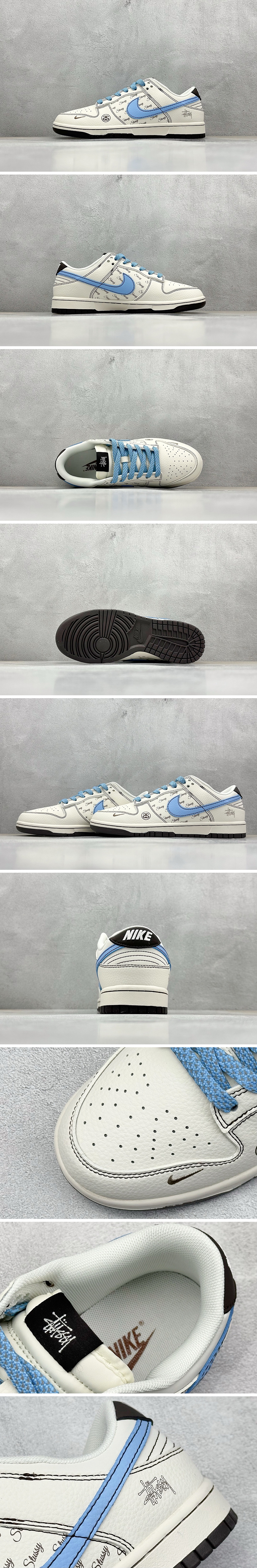 [홍콩명품.NIKE] 나이키 25SS 로고 남여 SB DUNK BAPE 콜라보 로우탑 스니커즈 운동화 (화이트-스카이블루), SE5033, S3, 명품스니커즈,운동화,구두,로퍼,하이탑,신발