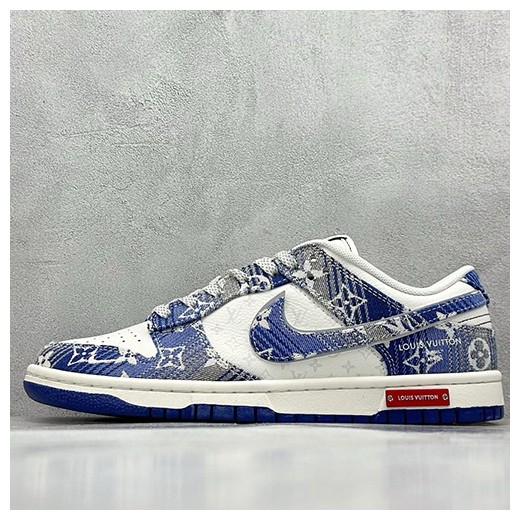 [홍콩명품.NIKE] 나이키 25SS 로고 남여 에어 조던 루이비통 모노그램 AJ1 로우탑 스니커즈 운동화 (화이트-블루), SE5041, S3, 명품스니커즈,운동화,구두,로퍼,하이탑,신발
