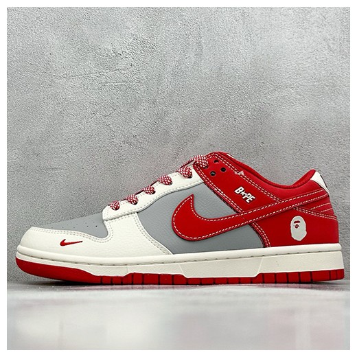 [홍콩명품.NIKE] 나이키 25SS 로고 남여 SB DUNK BAPE 콜라보 로우탑 스니커즈 운동화 (아이보리-그레이-레드), SE5044, S3, 명품스니커즈,운동화,구두,로퍼,하이탑,신발