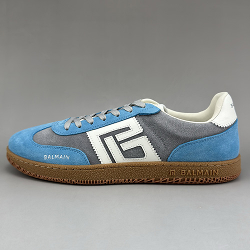 [홍콩명품.BALMAIN] 발망 25SS 로고 레더 가죽 스니커즈 운동화 (그레이-블루), SE5048, S3, 명품스니커즈,운동화,구두,로퍼,하이탑,신발