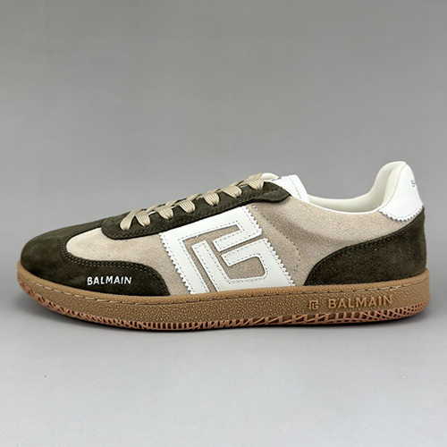 [홍콩명품.BALMAIN] 발망 25SS 로고 레더 가죽 스니커즈 운동화 (베이지-카키), SE5050, S3, 명품스니커즈,운동화,구두,로퍼,하이탑,신발