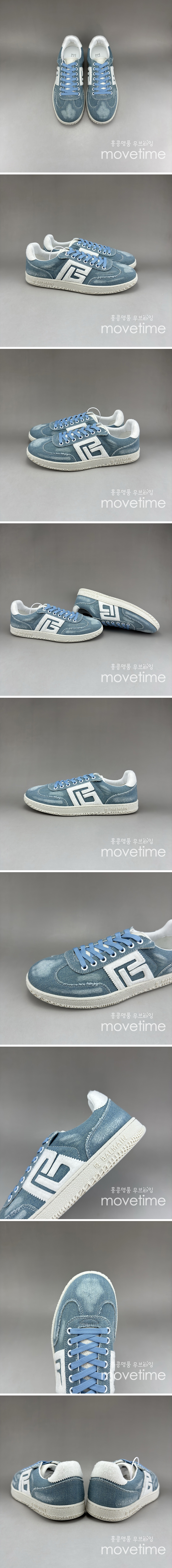 [홍콩명품.BALMAIN] 발망 25SS 로고 데님 스니커즈 운동화 (스카이블루), SE5051, S3, 명품스니커즈,운동화,구두,로퍼,하이탑,신발