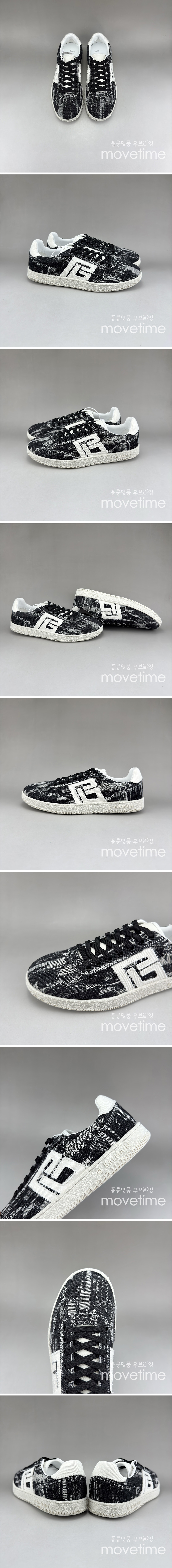 [홍콩명품.BALMAIN] 발망 25SS 로고 데님 스니커즈 운동화 (블랙), SE5052, S3, 명품스니커즈,운동화,구두,로퍼,하이탑,신발